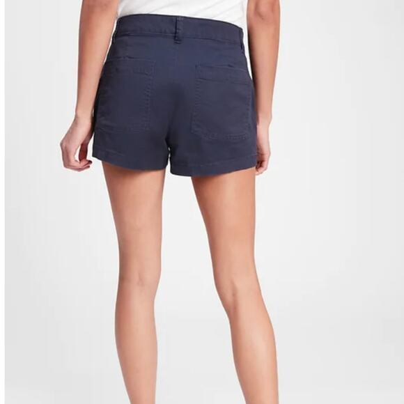 GAP Factory Navy Blue 3'' Mid Rise Khaki Shorts with Washwell - Picture 4 of 12